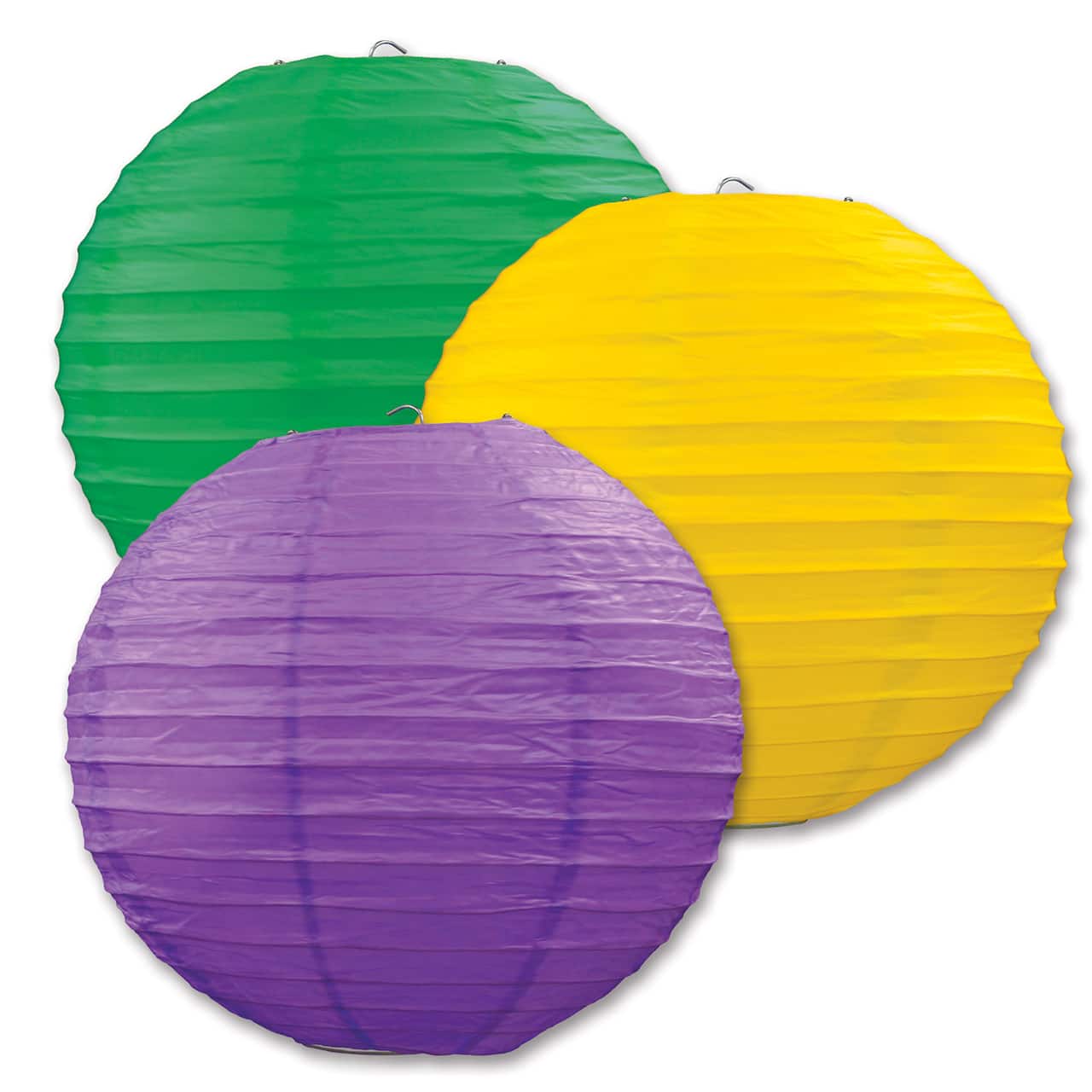 Beistle Gold, Green & Purple Paper Lanterns, 3ct.